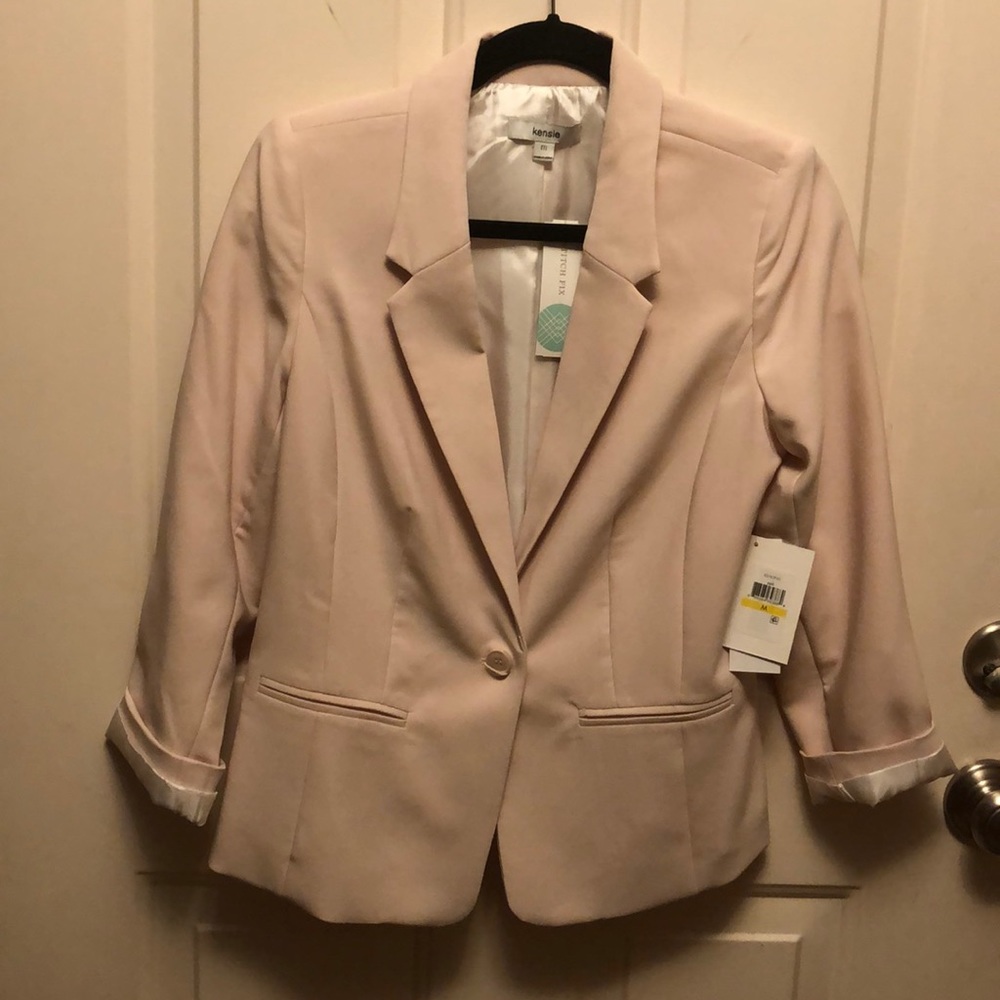 Light pink suit jacket, business casual